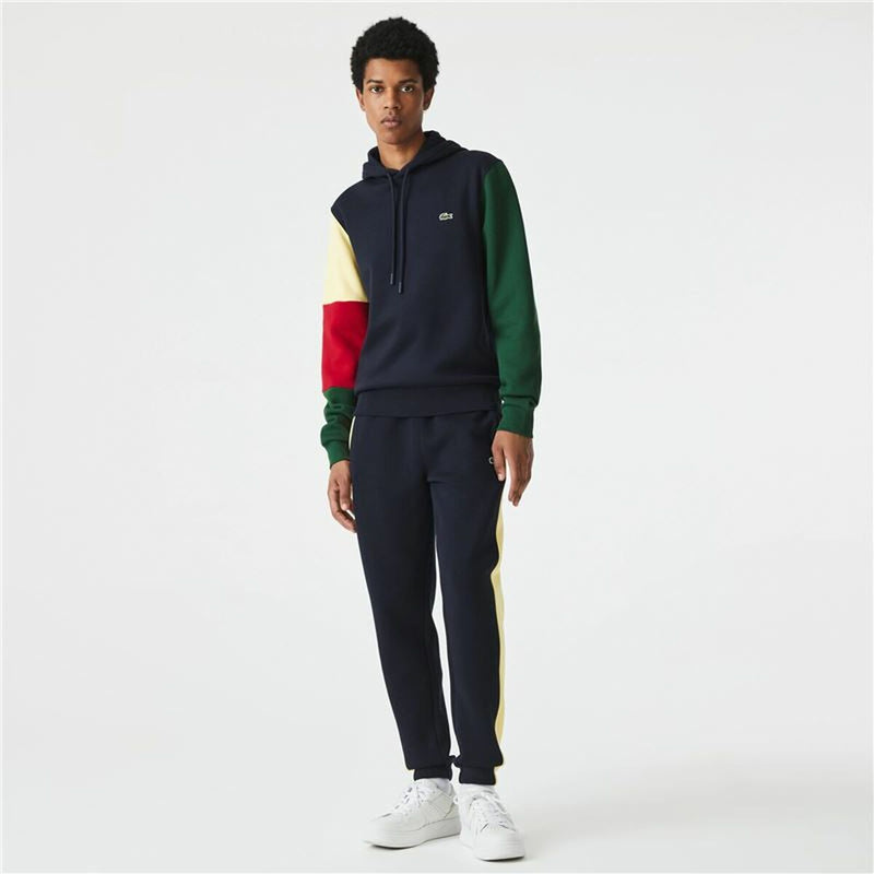 Herren Sweater mit Kapuze Lacoste Colorblock Marineblau