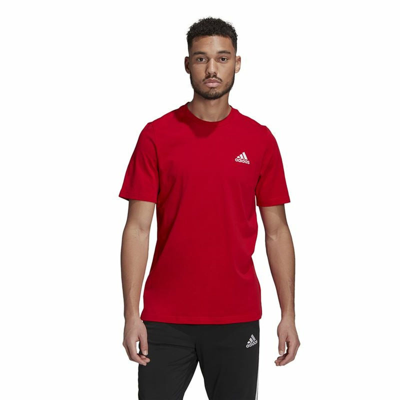 Herren Kurzarm-T-Shirt Adidas Essential Logo Rot