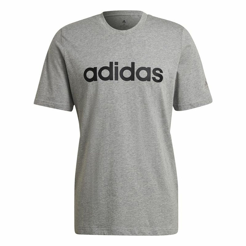 Herren Kurzarm-T-Shirt Adidas Embroidered Linear Logo Grau