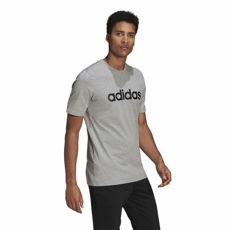 Herren Kurzarm-T-Shirt Adidas Embroidered Linear Logo Grau