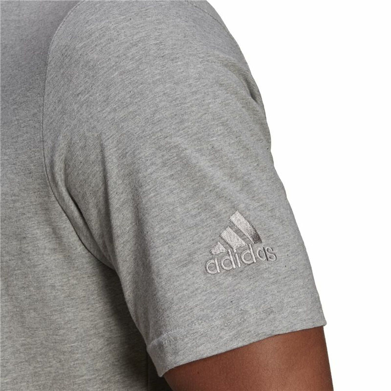 Herren Kurzarm-T-Shirt Adidas Embroidered Linear Logo Grau