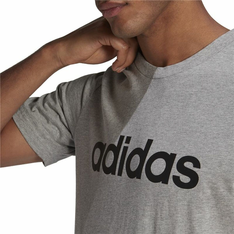 Herren Kurzarm-T-Shirt Adidas Embroidered Linear Logo Grau