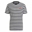 T-Shirt  Essentials Stripey  Adidas Embroidered Logo Schwarz