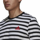 T-Shirt  Essentials Stripey  Adidas Embroidered Logo Schwarz