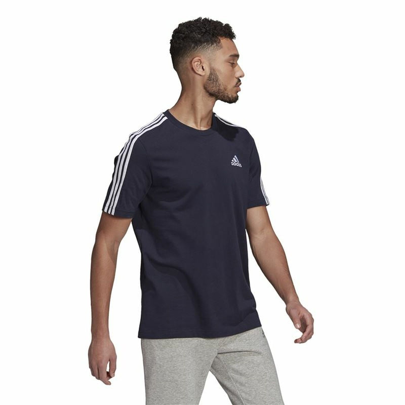 T-Shirt Essentials 3 bandas Adidas Legend Ink Blau