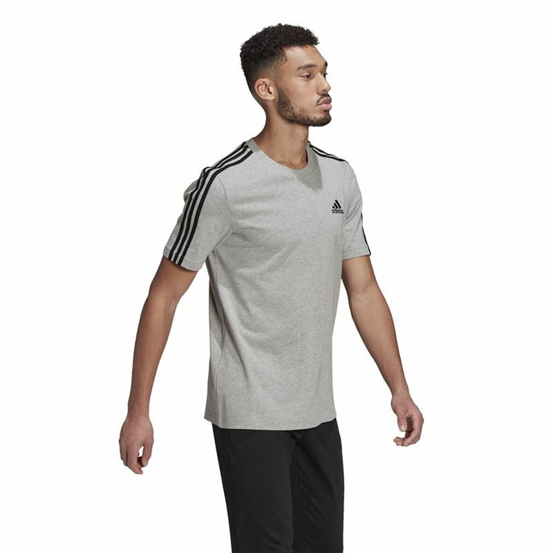 Herren Kurzarm-T-Shirt Adidas Essentials 3 Stripes Grau