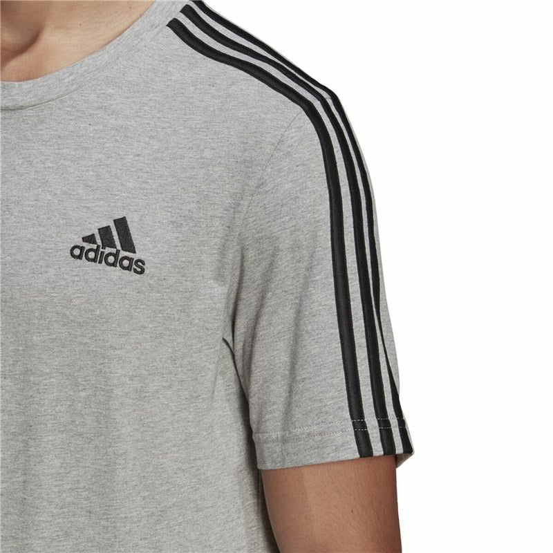 Herren Kurzarm-T-Shirt Adidas Essentials 3 Stripes Grau