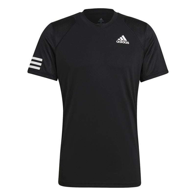 Herren Kurzarm-T-Shirt Adidas Club Tennis 3 Stripes Schwarz