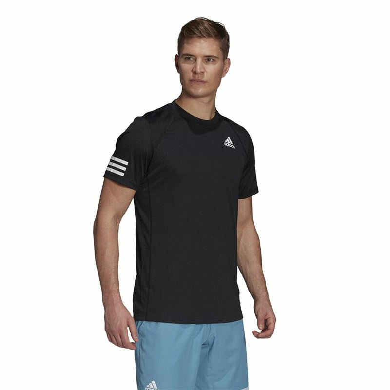 Herren Kurzarm-T-Shirt Adidas Club Tennis 3 Stripes Schwarz