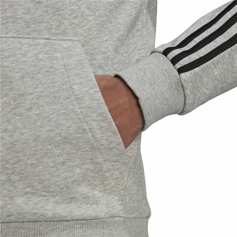 Herren Sweater mit Kapuze Adidas Essentials 3 Stripes Hellgrau