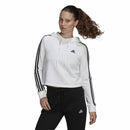 Damen Sweater mit Kapuze Adidas Essentials Cropped 3 Stripes Weiß