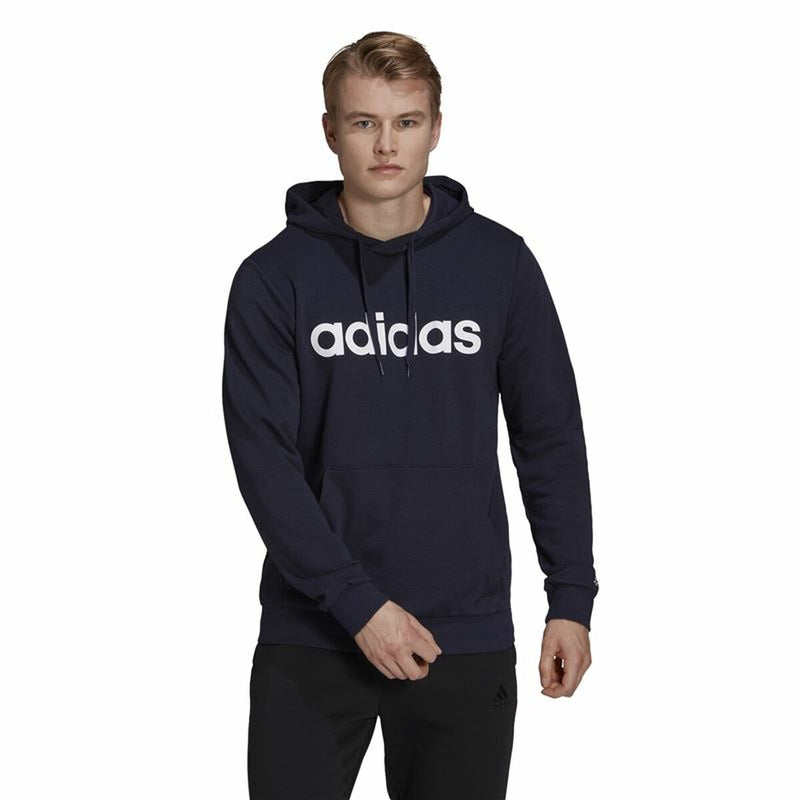 Herren Sweater mit Kapuze Adidas Essentials French Terry Marineblau