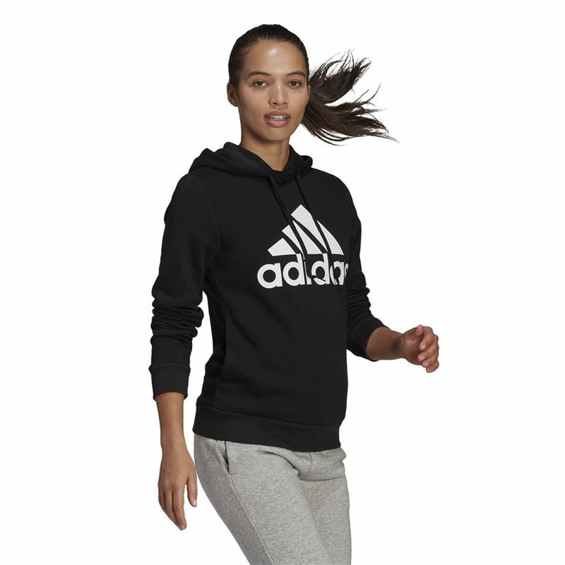 Damen Sweater mit Kapuze Adidas Loungewear Essentials Logo Schwarz