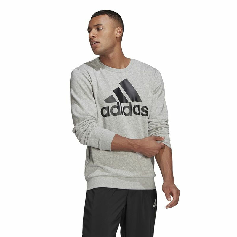 Herren Sweater ohne Kapuze Adidas Essential Big Logo Grau