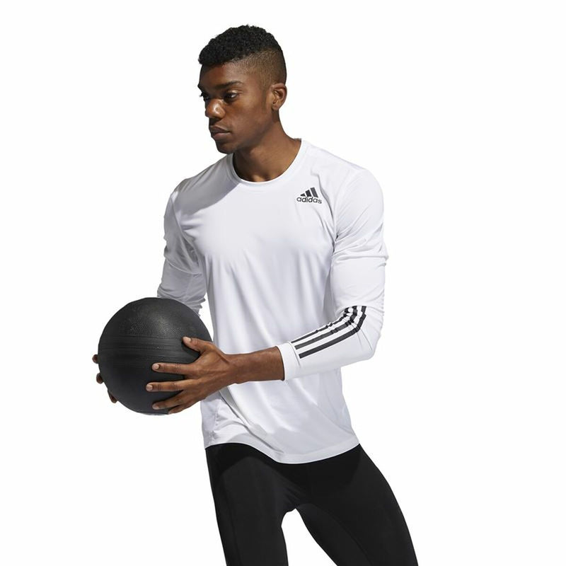 T-Shirt Adidas Techfit Fitted 3 Bandas Weiß