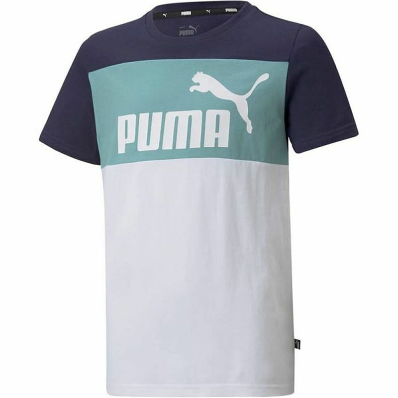 Kurzarm-T-Shirt für Kinder Puma Essentials+ Colorblock Blau Dunkelblau