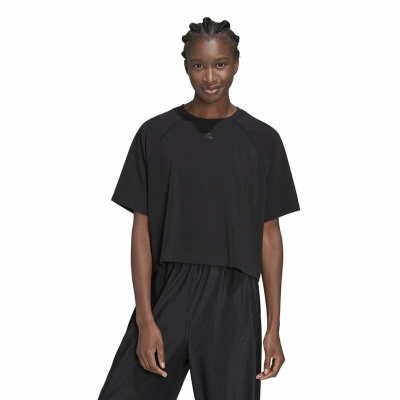 Damen Kurzarm-T-Shirt Adidas Aeroready Wrap-Back Schwarz