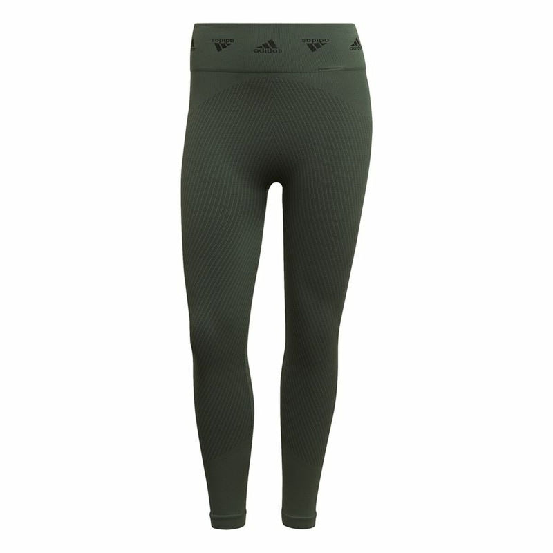 Sporthose Damen Adidas Aeroknit Branded 7/8 Tight grün