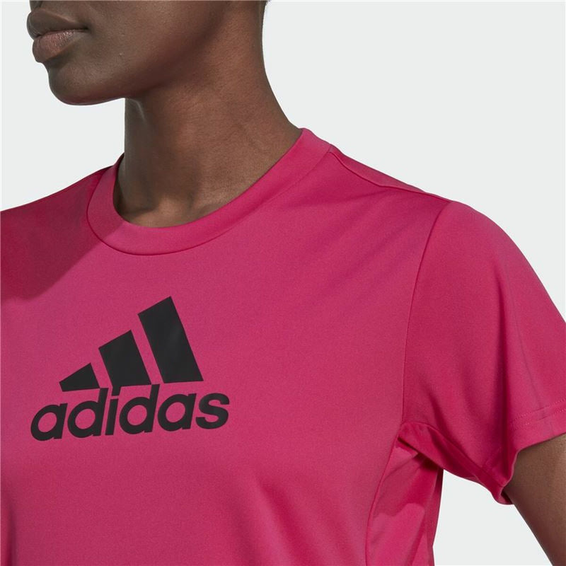 Damen Kurzarm-T-Shirt Adidas Designed 2 Move Logo Pink