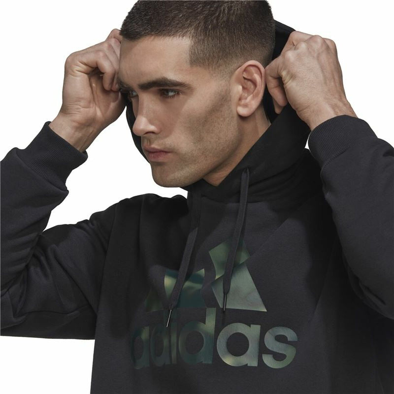 Herren Sweater mit Kapuze Adidas Camo French Terry Schwarz