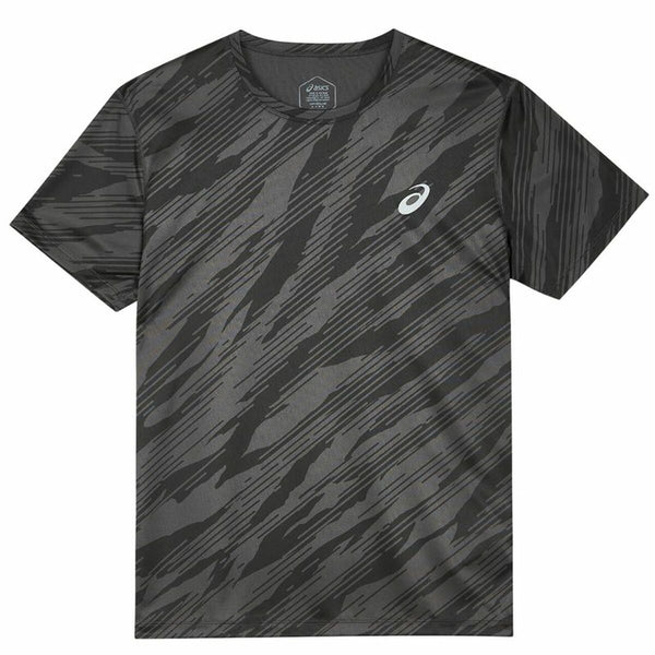 Herren Kurzarm-T-Shirt Asics All Over Print Schwarz