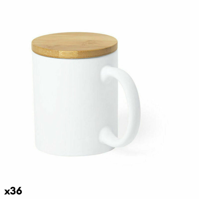 Tasse mit Deckel 146586 aus Keramik Weiß (370 ml) (36 Stück)