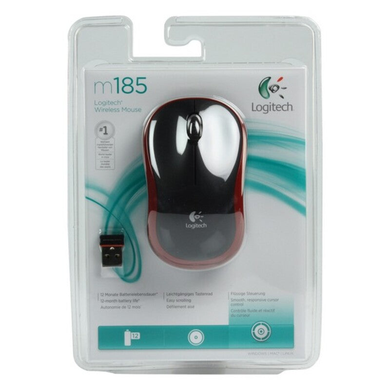 Drahtlose optische Maus Logitech M185 RF 1000 dpi Rot