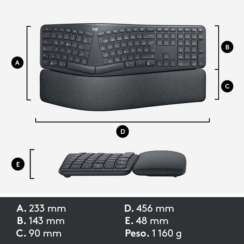 Drahtlose Tastatur Logitech ERGO K860 Schwarz