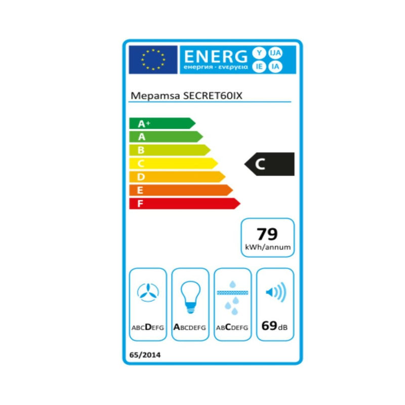 Konventioneller Rauchfang Mepamsa SECRET 60 60 cm 540 m3/h