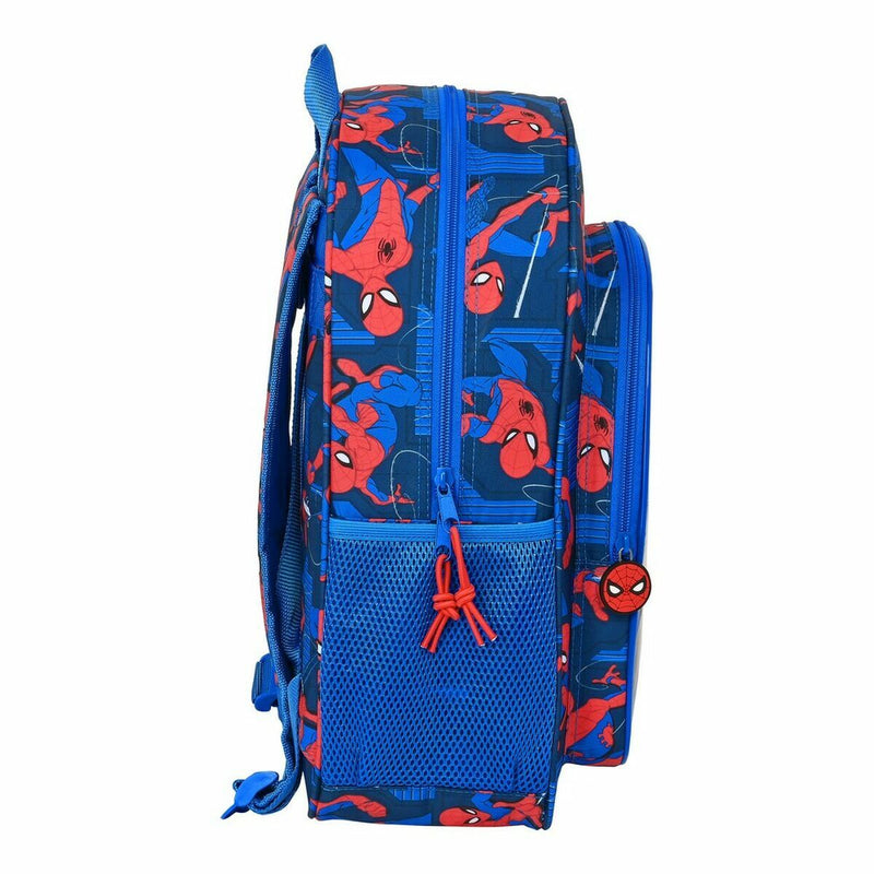 Schulrucksack Spiderman Great power Rot Blau (32 x 38 x 12 cm)