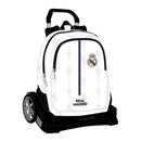 Schulrucksack mit Rädern Real Madrid C.F. Schwarz Weiß (32 x 44 x 16 cm)