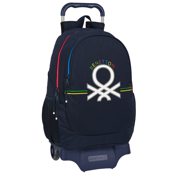 Schulrucksack mit Rädern Benetton Sixties Marineblau (32 x 44 x 16 cm)