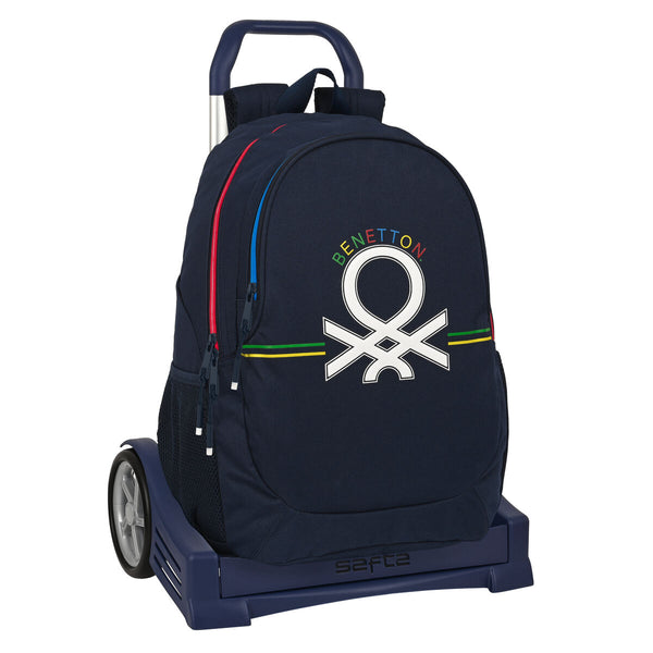 Schulrucksack mit Rädern Benetton Sixties Marineblau (32 x 44 x 16 cm)