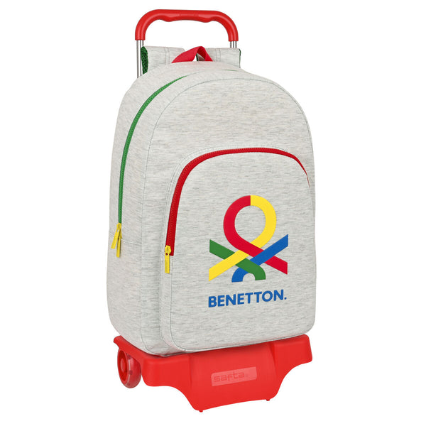 Schulrucksack mit Rädern Benetton Pop Grau (30 x 46 x 14 cm)