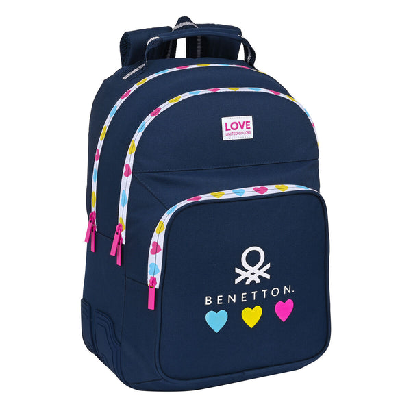 Schulrucksack Benetton Love Marineblau (32 x 42 x 15 cm)