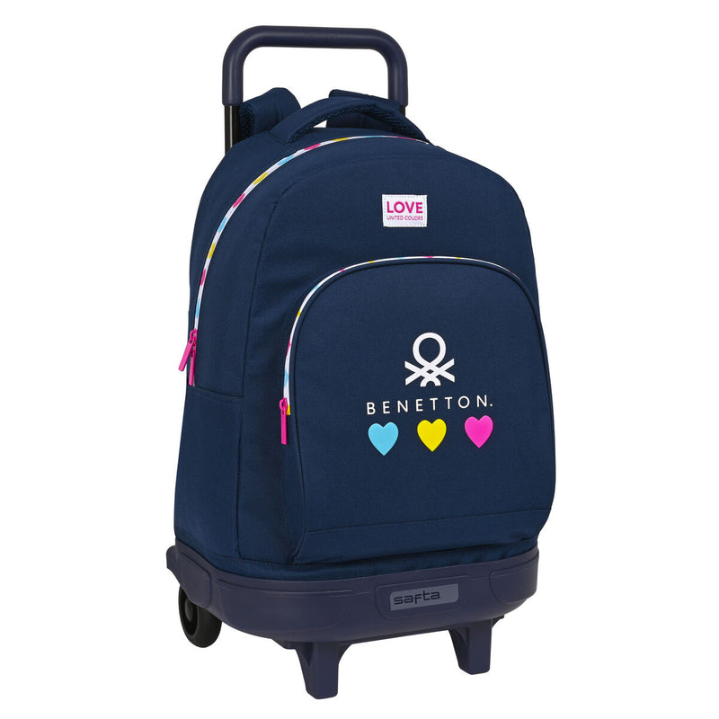 Schulrucksack mit Rädern Benetton Love Marineblau (33 x 45 x 22 cm)