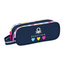 Zweifaches Mehrzweck-Etui Benetton Love Marineblau (21 x 8 x 6 cm)