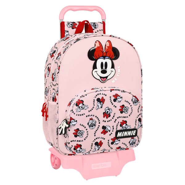 Schulrucksack mit Rädern Minnie Mouse Me time Rosa (33 x 42 x 14 cm)