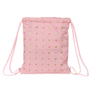 Rucksacktasche mit Bändern Glow Lab Hearts Rosa (35 x 40 x 1 cm)