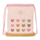 Rucksacktasche mit Bändern Glow Lab Hearts Rosa (35 x 40 x 1 cm)