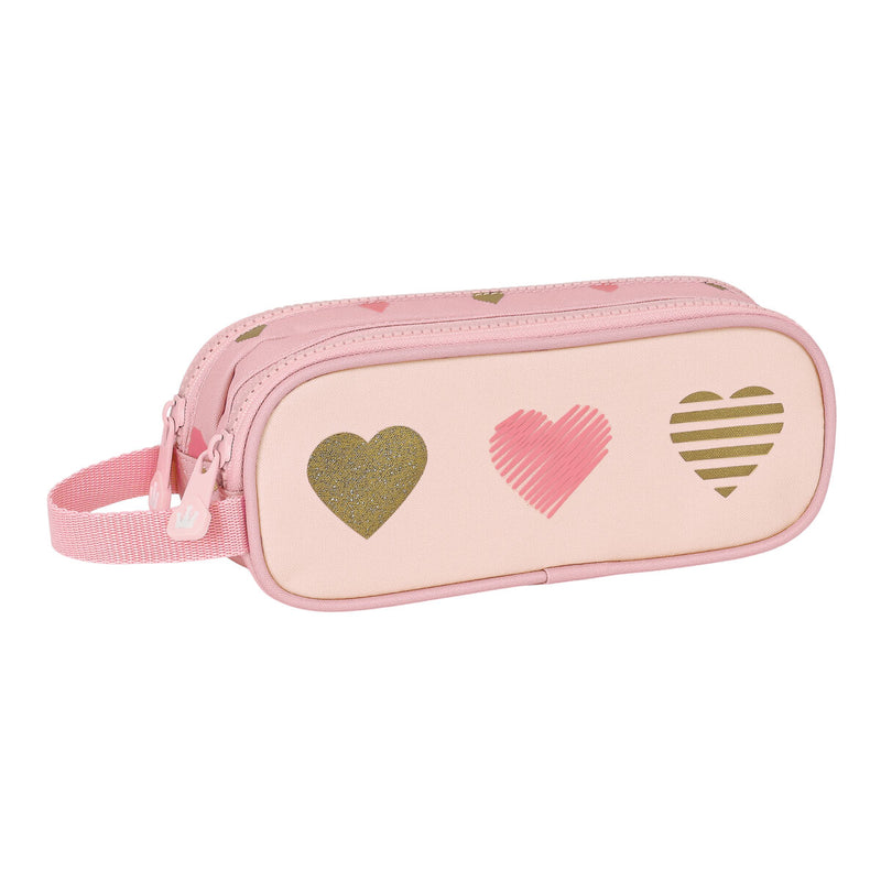 Zweifaches Mehrzweck-Etui Glow Lab Hearts Rosa (21 x 8 x 6 cm)