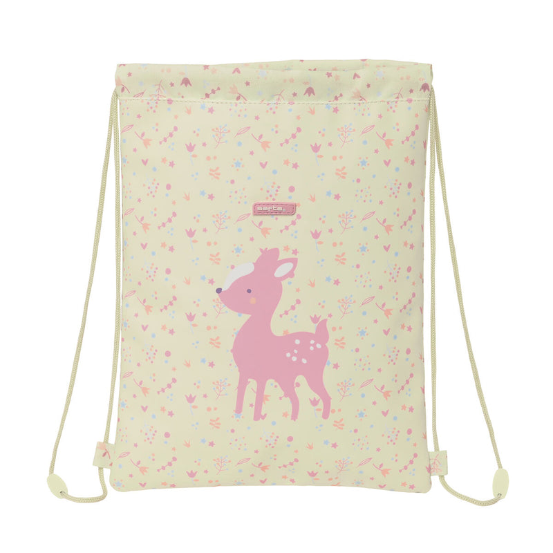 Rucksacktasche mit Bändern Safta Forest Beige (26 x 34 x 1 cm)