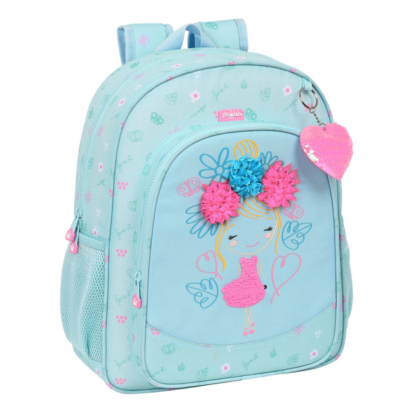 Schulrucksack Glow Lab Cute doll Hellblau (32 x 38 x 12 cm)