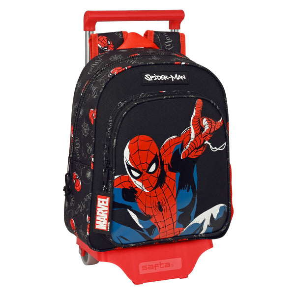 Schulrucksack mit Rädern Spiderman Hero Schwarz (27 x 33 x 10 cm)