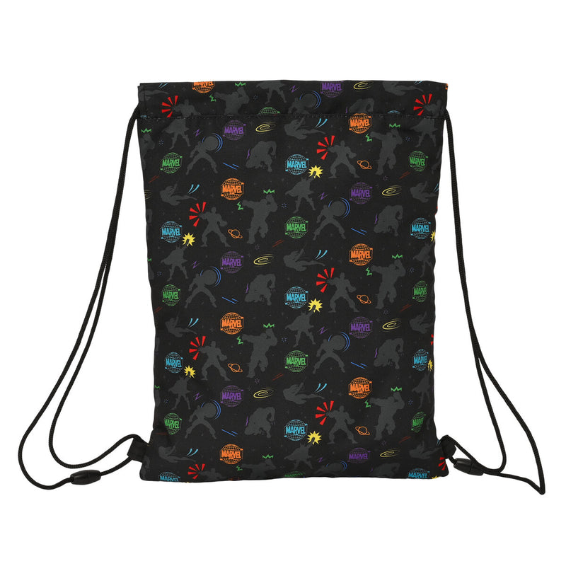 Rucksacktasche mit Bändern The Avengers Super heroes Schwarz (26 x 34 x 1 cm)