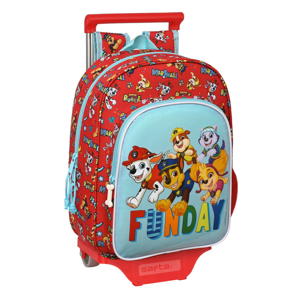 Schulrucksack mit Rädern The Paw Patrol Funday Rot Hellblau (26 x 34 x 11 cm)