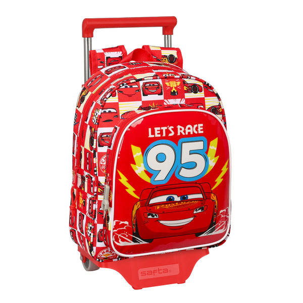 Schulrucksack mit Rädern Cars Let's race Rot Weiß (27 x 33 x 10 cm)