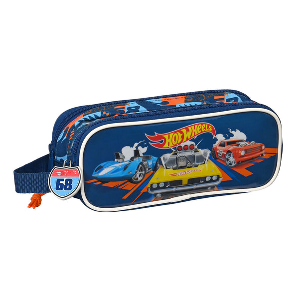 Zweifaches Mehrzweck-Etui Hot Wheels Speed club Orange Marineblau (21 x 8 x 6 cm)