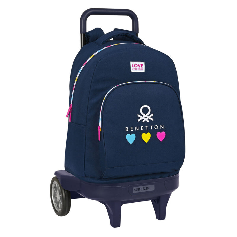 Schulrucksack mit Rädern Benetton Love Marineblau (33 x 45 x 22 cm)