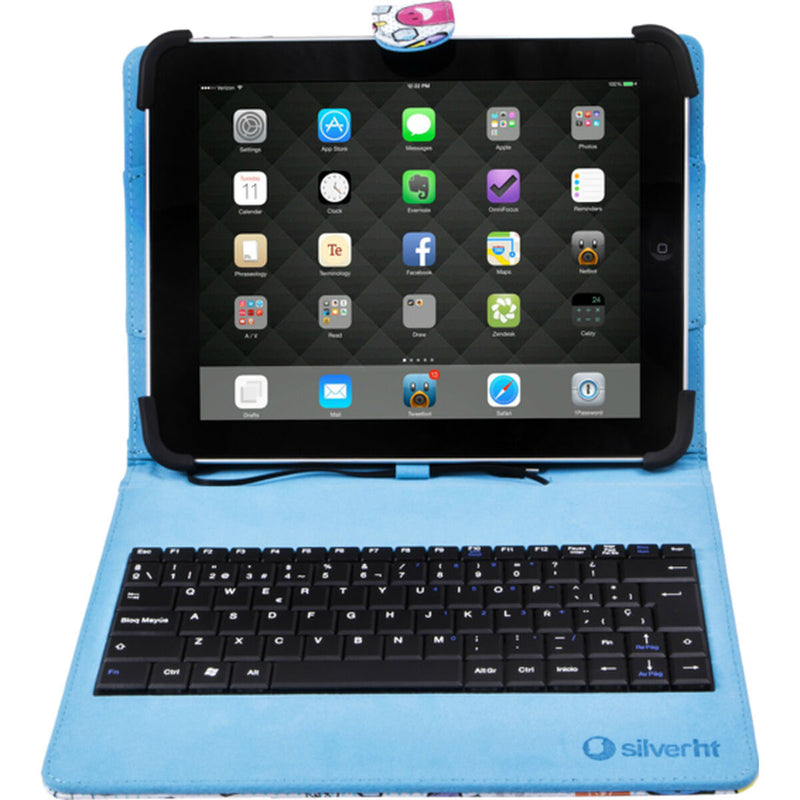 Tablet Tasche Silver HT Qwerty Spanisch 10,1"